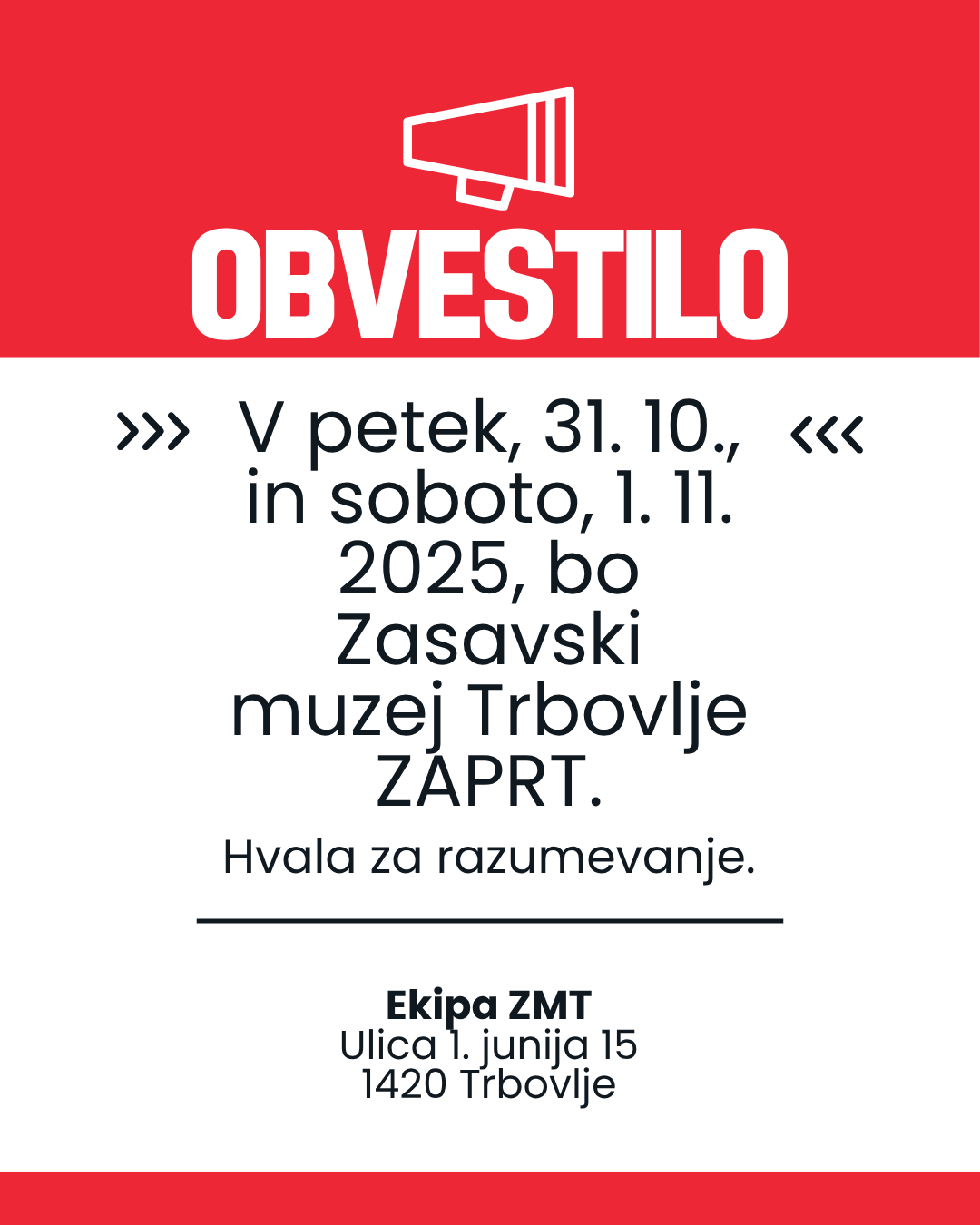 Obvestilo CGP ZMT prazniki 31. 10. in 1. 11. 2025